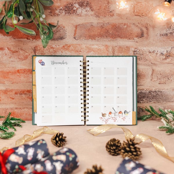 Preview of the calendar style pages in the Wrendale Designs Christmas planner