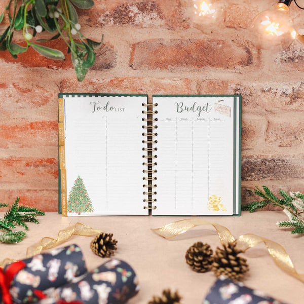 A photo of the lists and budgets page in the Christmas planner by Wrendale Designs