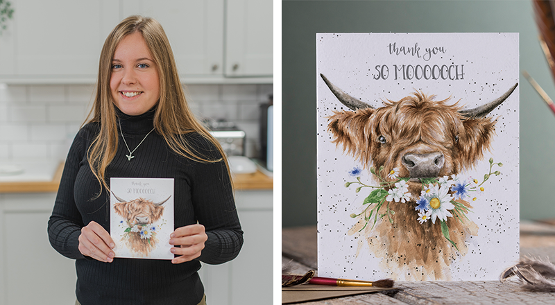 Wrendale highland cow thank you card