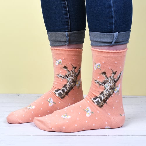 'Flowers' giraffe socks by Wrendale Designs