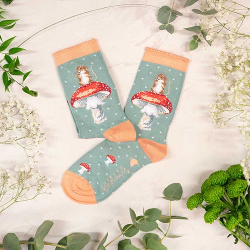 'He's a Fungi' mouse socks by Wrendale Designs