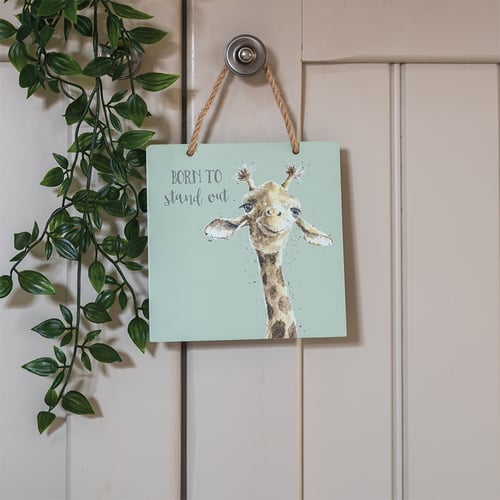 'Born to stand out' Giraffe wooden plaque by Wrendale Designs