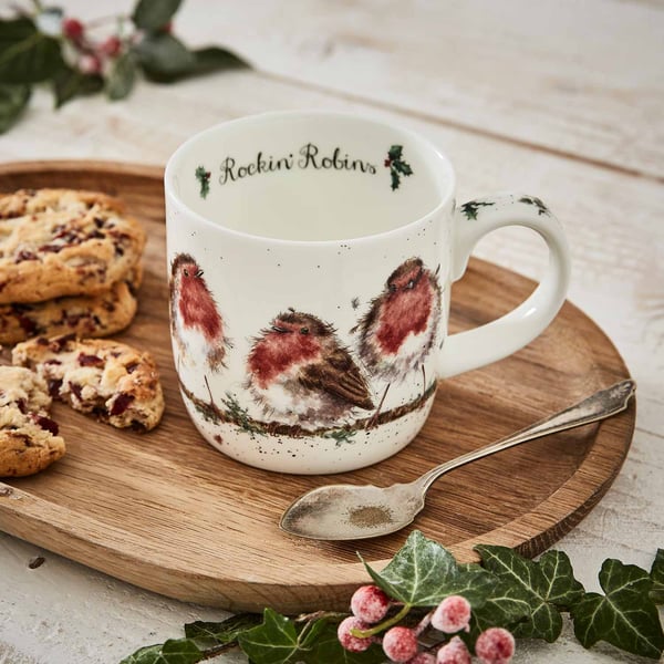 'Rockin Robins' Christmas mug by Wrendale designs