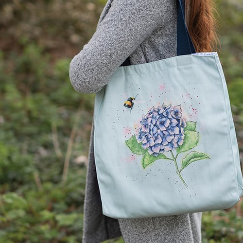 Hydrangea bee canvas bag by Wrendale Designs